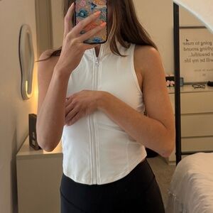 HALARA White Zip-Up Tank Top